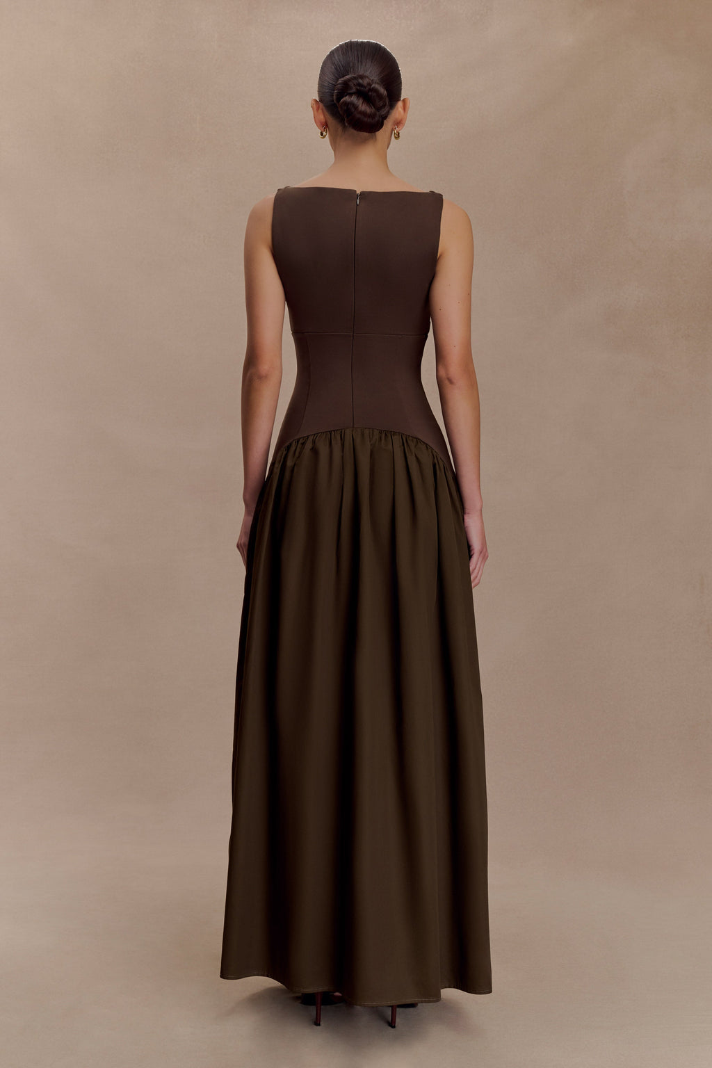 Acacia Contrast Sleeveless Maxi Dress - Chocolate