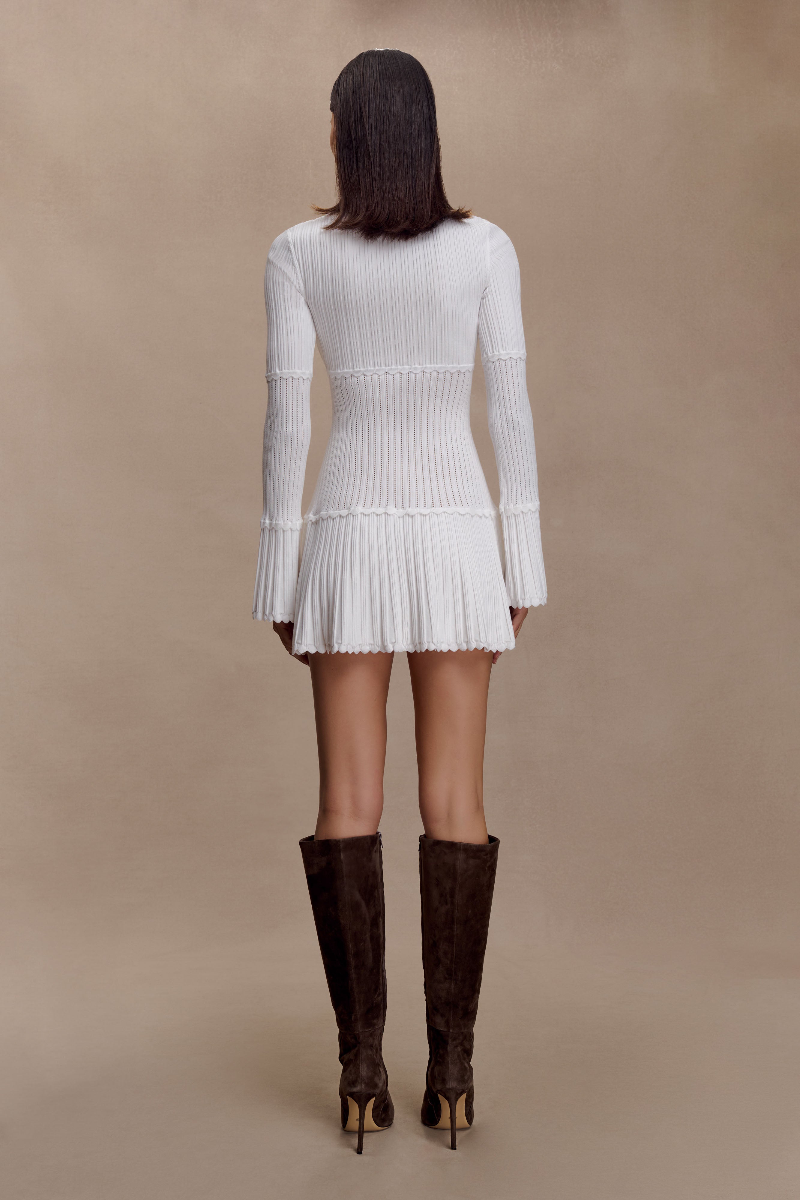 Adena Pointelle Knit Mini Dress - Ivory