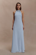 Abeda Cotton Maxi Dress With Hardware - Pale Blue