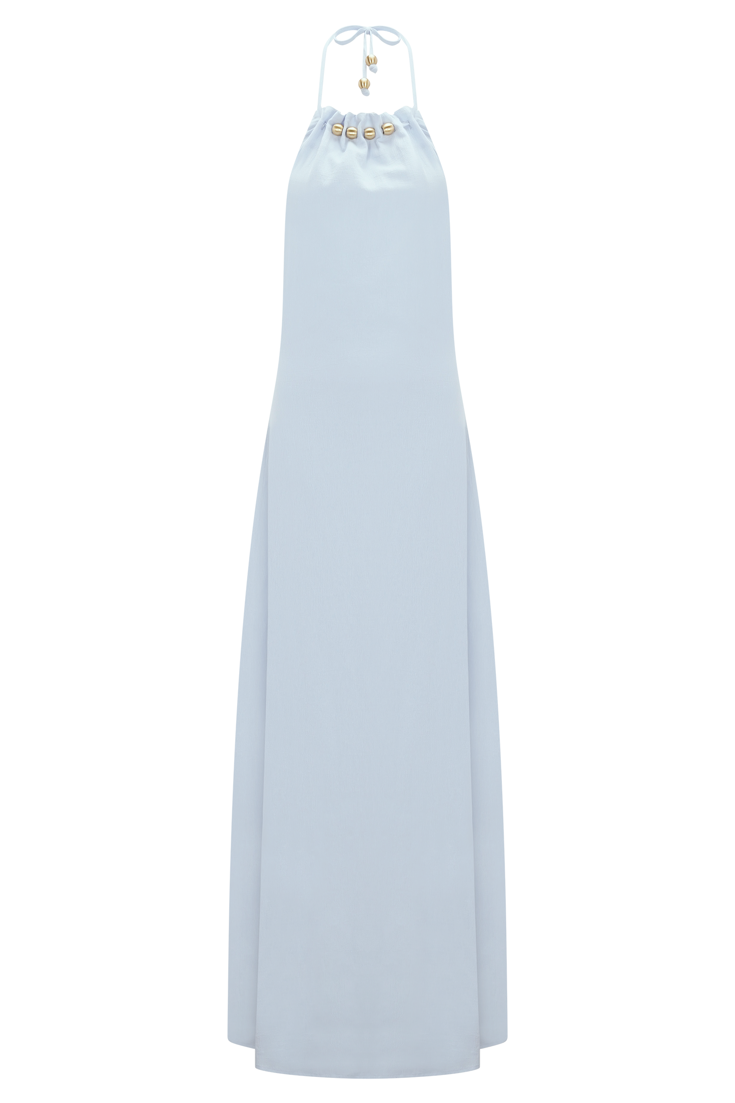 Abeda Cotton Maxi Dress With Hardware - Pale Blue
